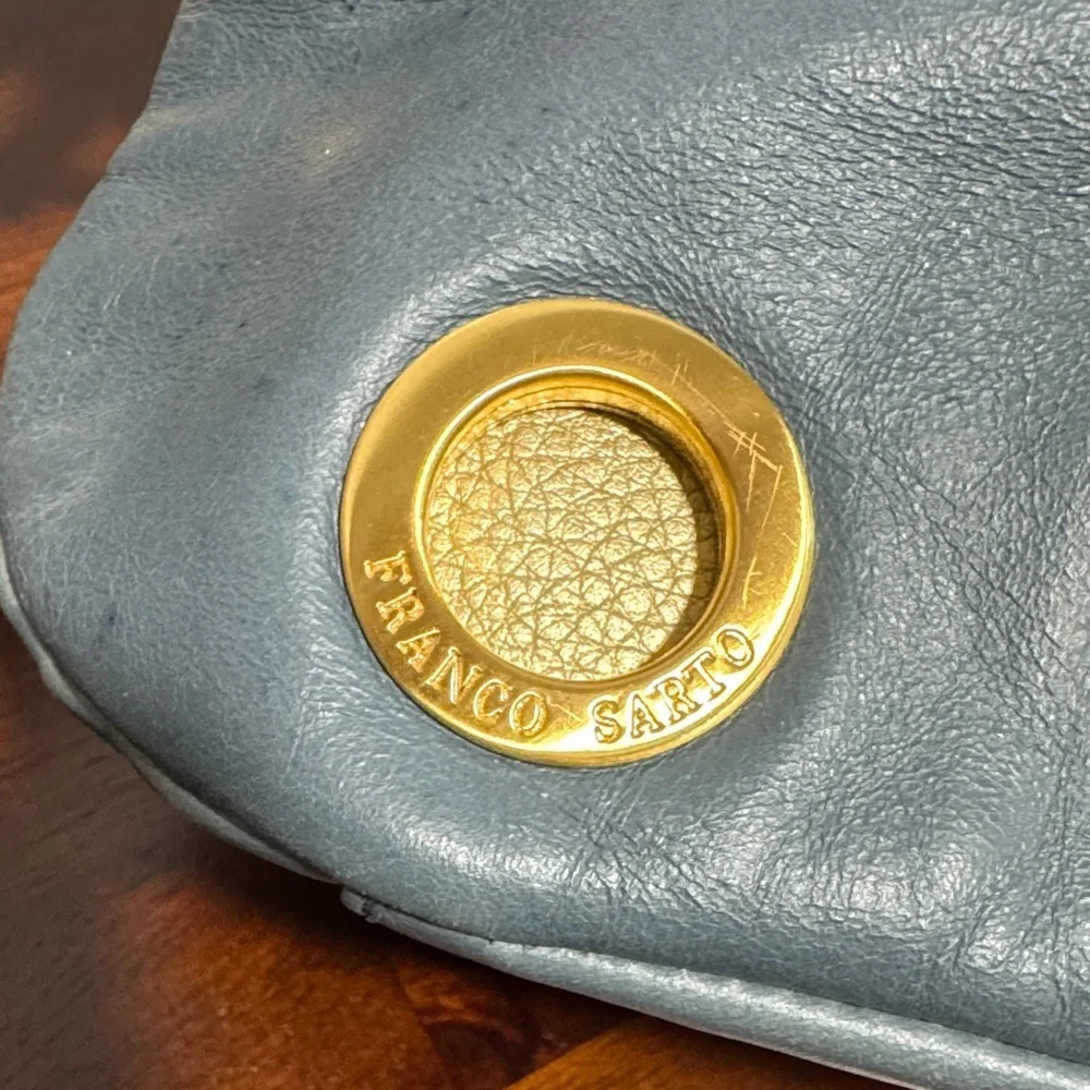 Franco Sarto Blue Shoulder Bag with Gold Details - Picture 2 of 9